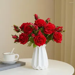 Flores decorativas Moda Flores/plantas artificiais sem regar a sala de estar realista da sala de estar, desktop Falsa Rose Flower for Dorm