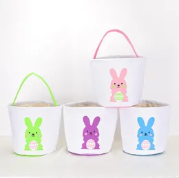 Ny Easter Basket Party Supplies Kids Bunny Bag tom Canvas Baby Baby BOY TODDLER STUPER LITING MID SOFT Gift Egg Tote 4 Colors YG1208