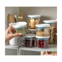 Storage Bottles Jars 2 Different Color Sealed Ring Kitchen Box Transparent Food Canister Keep Fresh Clear Container Drop Delivery Dh8Ry