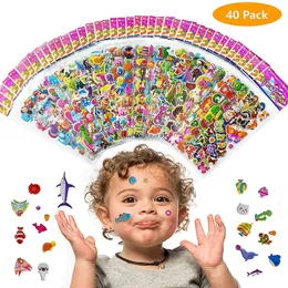 Kids' Toy Stickers 40 Sheets lot Cartoon 3D Cartoons Characters Princess Random Puffy Sticker Gifts For Girls Boys Festival Party 230105