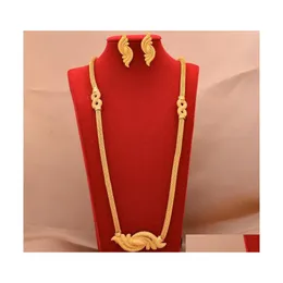 Серьги Ожерелье Дубай 24K Золотые дизайнерские ювелирные украшения наборы свадебных свадебных подарков Bijoux Set for Women Drop Delivery Dhuck