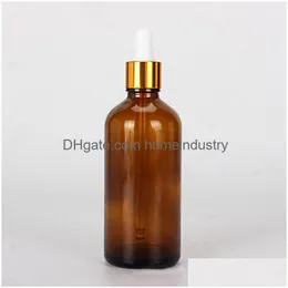 Packing Bottles 5100Ml Essential Oil Dropper Empty Refillable Amber Bottle With Glass Rose Gold Cap Eye Drop Delivery Office School Dhwoh