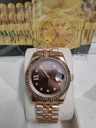 Con scatola originale Mens Watch 41mm Size Ref.228235 Daydate Movimento meccanico automatico Oro rosa 18 carati Acciaio inossidabile Vetro zaffiro Orologi President di alta qualità