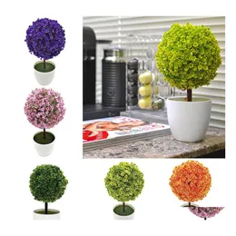 Dekorativa blommor kransar boll topiary mini artificiellt tr￤d hem dekor v￤xt potten prydnad krukut plast droppleverans tr￤dg￥rd fes dhels