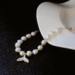 Braceletas Charmet Minar Classic Natural Frewer Pearly cuentas para mujeres Accesorios de boda de la cola de sirena blanca de la sirena