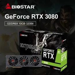 BioStar New RTX 3080 Cart￣o gr￡fico LHR GDDR6X 10GB NVIDIA GPU 320BIT 8NM CARTA DE VￍDEO PLACA DE GRAPHICS ACESSORES DE JAMING