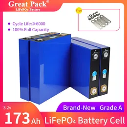 Recarreg￡vel 4pcs 173ah de novo grau A Lithium Ion Battery Cell LifePO4 Ciclo profundo 100% Capacidade Solar Banco de energia solar