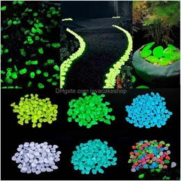 Garden Decorations 50Pcs Glow In The Dark Pebbles Glowing Stones Rocks For Walkways Path Patio Lawn Yard Decor Luminous Y0914 Drop D Dh6Jb