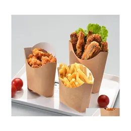 Servis upps￤ttningar franska pommes frites box snabb packning takeaway kraft papper sk￥l snack antioil koppar ta bort innehavare disponibla verktyg sl￤pp d dhjuz