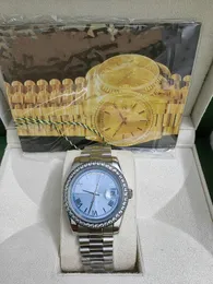 Con scatola originale OROLOGI DI MODA DI LUSSO Orologio da uomo automatico da uomo di alta qualità con quadrante blu 8k con diamanti lunetta 18038 2023