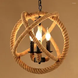 Ljuskronor vintage lampa loft industriellt retro kreativt rep hängande ljus ljus belysningsarmatur
