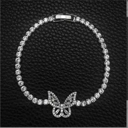 INS TOP VERKOOPTE Wedding Bracelet Luxe sieraden 925 Sterling Silver Round Cut White 5a Cubic Zirkon CZ Diamond Tennies Butterfly Bangle For Lover Gift