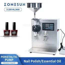 ZONESUN Semi-Auto Viscous Liquid Filling Machine Peristaltic Pump Nail Polish Palm Oil Honey Bottle Filler Packing System