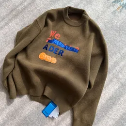 Herrtröjor tröjor adererror casual sweatshirt män kvinnor lapp bokstav broderad lös stickad pullover ader par koreansk topp 230105