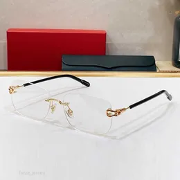 Fashion Optical Frames Rimless Horseshoe Buckle Metal Buffalo Horn Glasses Frame Clear Rectangle Eyewear For Man Unisex Designer Sunglasses good