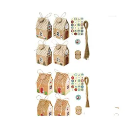 Gift Wrap Advent Calendar Gingerbread Caixa Caixa de Natal Treat Candy Favor com Tag Sticker Countdown Drop Drop Deliver Home Garde Dhqdw