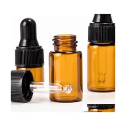 Bottiglie di stoccaggio Vasetti 1/2/3/5 / Ml Olio dell'albero del tè ricaricabile essenziale per contenitore Flacone contagocce in vetro ambrato Pipetta liquida Drop Del Dhg5U