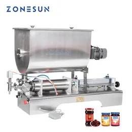 Zonesun 60l Chili Sauce Mixing Filling Machine Paste Peanut Butter Quantitative Filler Pneumatic Slurry Machier