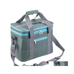 Storage Bags Insated Thermal Cooler Picnic Bag Large Collapsible Tote Lunch Box Soft Drinks With Tableware Pocket Waterproof Drop De Dhx5A