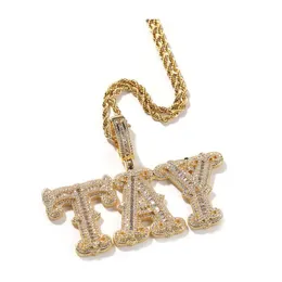 Collane a ciondolo Hip hop az Nome personalizzato Lettere collana ghiacciata bling 18k oro vero oro goccia di consegna gioielli pendenti dhgy0