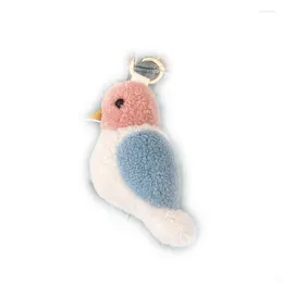 Keychains Pretty Bird Cute Real Sheep Fur Stylish Bag Hanger Keychain Doll Christmas Gift Key Ring