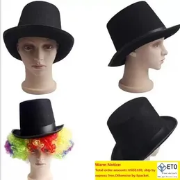 Schwarzer Satin-Filz-Zylinder, Zauberer, Gentleman, Erwachsenenkostüm, Smoking, viktorianische Mütze, Halloween, Weihnachten, Party, Kostüm, Zylinder, Hüte, Geschenke