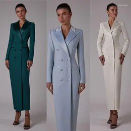 Kvinnors tvåbitar byxor Premium Ladies Blazer Custom Long Jacket Fashion Jumpsuit Double Breasted Formal Tuxedo Party Dress