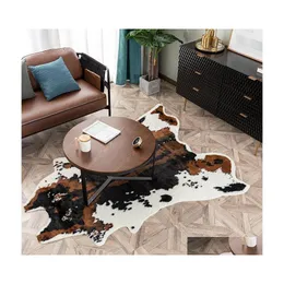 Carpets Cowe Rug Cow E Carpet For Living Room Bedroom Print Polyester Faux Fur Rugs Artificial Animal Skin Home Decorcarpets Drop De Dhv7W