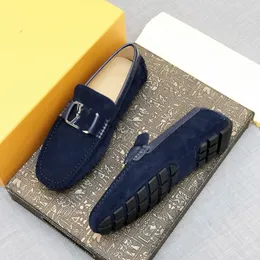 ECHTES Rindsleder HERREN-Loafer, modische, handgefertigte Mokassins, LEDER, LUXUS-DESIGNER, HERREN-Flats, Blau, Slip-on-Herren-Bootsschuh, Übergröße, kmjkh00002