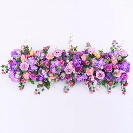 Dekorative Blumen Rose Gydragea Künstliche Blumenreihe für DIY Hochzeitsdekoration Bogenplattform T-Station Weihnachten Hintergrund Blumenwand