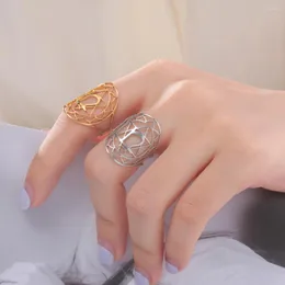 Pierścienie klastra chłodzą Lotus Flower para dla kobiet gwiazda Davida ze stali nierdzewnej otwartą vintage biżuterię amulet Talizman Prezent