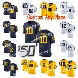 جامعات أمريكان لكرة القدم تلبس NCAA College Jerseys Michigan Wolverines 10 Tom Brady 2 Shea Patterson 2 Charles Woodson 4 Nico Collins Custom Football Stitched