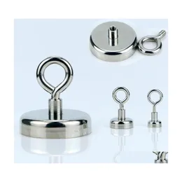 Hooks Rails 1Pc/2Pc Super Strong Neodymium Magnet Pot Saage Magnets Round Powerf Magnetic Hook Sea Fishing Searcher Drop Delivery Dhbv2