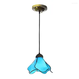 Pendant Lamps Retro Creative Stained Glass Lotus Flowers Chandelier Aisle Hallway Bedroom Living Room E27 Led Single Head Hanging Lamp