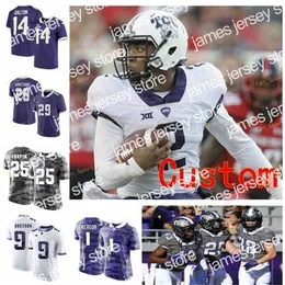 미국 대학 풋볼웨어 THR NCAA College Jersys TCU Horned Frogs 2 Jason Verrett 24 Darwin Barlow 3 Shawn Robinson 7 Kenny Hill 4 Taye Barber Custom Football