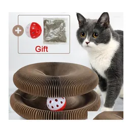 Cat Toys Pet Toy Mtifunction with Ball Funny Scratcher Board Protect Furniture Cats Chase Interactive Pets Track Drop Delivery Home Dhopj