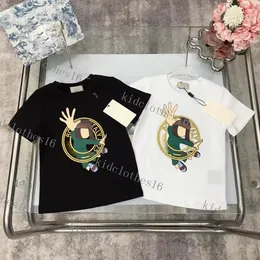 Novas camisetas infantis de verão para crianças, roupas da moda, roupas masculinas de manga curta, gola redonda, impressão de letras soltas, tops para meninas, camisetas de hip hop, polo de marca de luxo