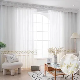 Perde modern altın yaprak işlemeli tül cortinas oturma odası şeffaf perdeler yatak odası mutfak voile penceresi özel Xtmyi