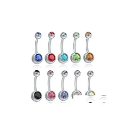 Navel Bell Button Rings Stainless Steel Belly Crystal Hypoallergenic Body Piercing Bars Jewlery For Womens Bikini Fashion Jewelry Dhrck