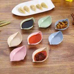 Plates Wheat Straw Small Dish Japanese Style Tableware Leaf Shape Seasoning Snack Tea Plate Fruit Kitchen Tool