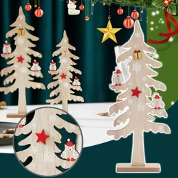 Dekoracje świąteczne drzewo ręcznie robione DIY stereo drewniana scena układ ozdoby komputerowe Dekoracja pulpitu L5