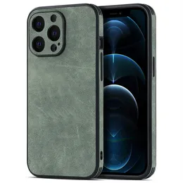 Custodie di lusso Custodia in pelle di agnello opaca antiurto per iPhone 14 13 12 11 14Pro X XR XS Max 8 Plus Tessuto in morbida pelle scamosciata Vintage Cover Funda