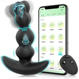 성 장난감 마사지 앱 항문 진동기 남성 전립선 플러그 진동기 360 회전 자극기를위한 딜도 장난감