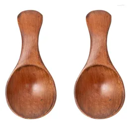 Set di stoviglie 2 cucchiai di legno per spezie, piccola bocca rotonda, zuppa, porridge, cinese, per bambini