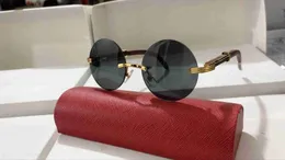 Diseñador de lujo Gafas de sol redondas de madera para hombres Carter Buffalo Horn Gafas para hombre Mujer Gafas de sol sin montura Hombre Leyendo Anteojos transparentes Marco bueno