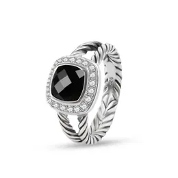 Pierścienie opaski pokręcone drut pryzmatyczne czarne damskie moda Sier Sier Splated Micro Diamonds Trendy wszechstronne style Drop dostawa pierścień biżuterii DH013