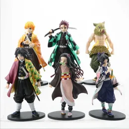 アクションおもちゃの数字6pcs/set demon slayer anime figure 16cm kimetsu no yaiba figures q posket kamado tanjirou nezuko agatsuma figure toys t230105