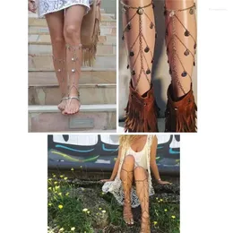 Anklets 2023 Summer Women's Anklet Beach Multi-Layer Leg Chain Bohemian National Hippie Tassel Coin Foot Jewelry Style