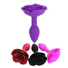 Color rosa flor de rosa anal plug plug silicone anal base de flores masturbador flerte brinquedos sexuais brinquedos de massagem butt estimulação de ponto g x0401162q