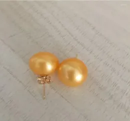 Dingle örhängen smycken charmiga ett par 10-11mm naturligt South Sea Gold Pearl Earring